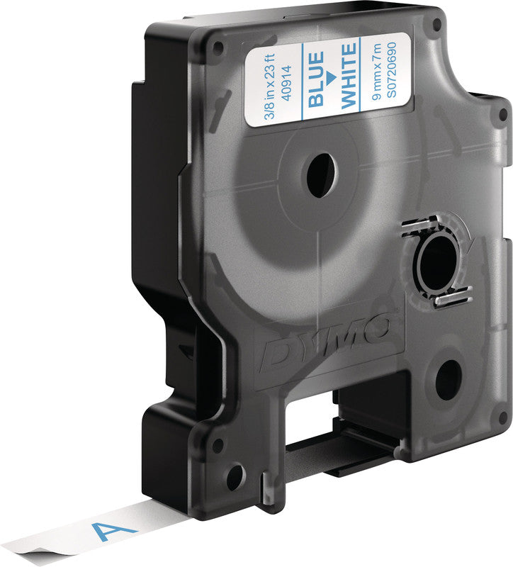 DYMO Schriftband – 9 mm × 7 m, weiss, blau – für LabelPoint 200, 250, 300, usw. – D1