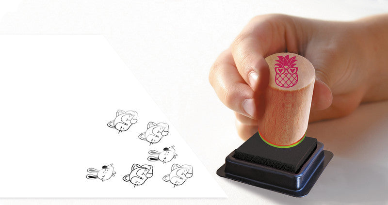 Aladine kids Aladine – Lovely Motivstempel – Kawaï, 15 Motive sortiert, Ø 20 mm, schwarz