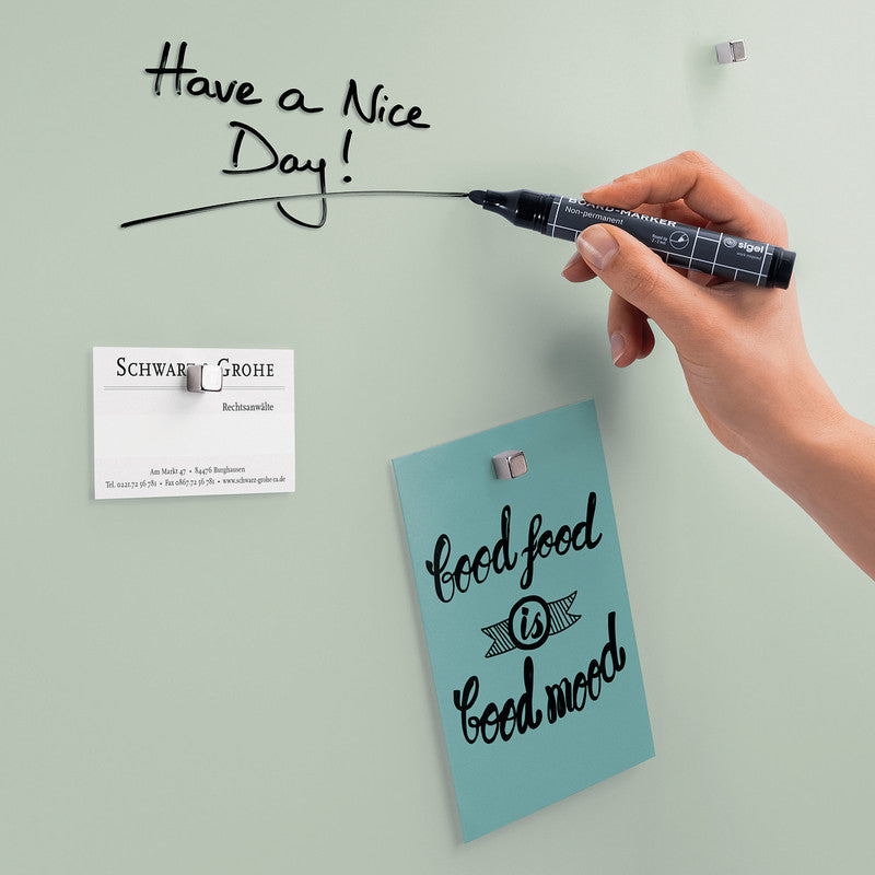 Sigel Whiteboard – 60 × 40 cm, Glas, magnetisch, Wandmontage, inkl. Magnetwürfel, Montagesatz