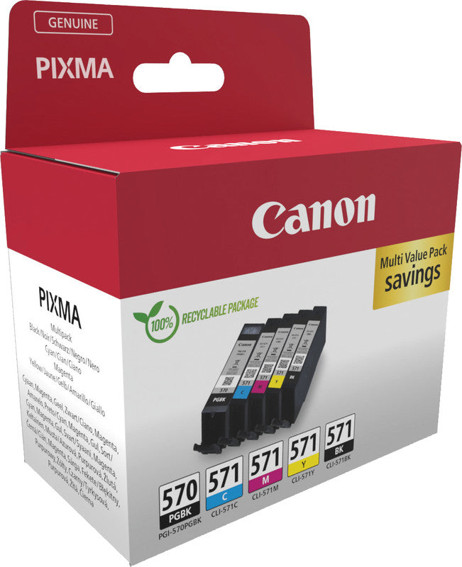 Canon Tintenpatronen-Multipack 570/571, CMYK, 5er-Pack – für Canon 570/571