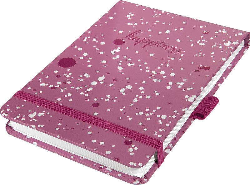 Sigel Notizblock – A6+ – 100 g/m² – Hardcover, perforiert, Gummiband, Stiftschlaufe, violett/weiss, FSC