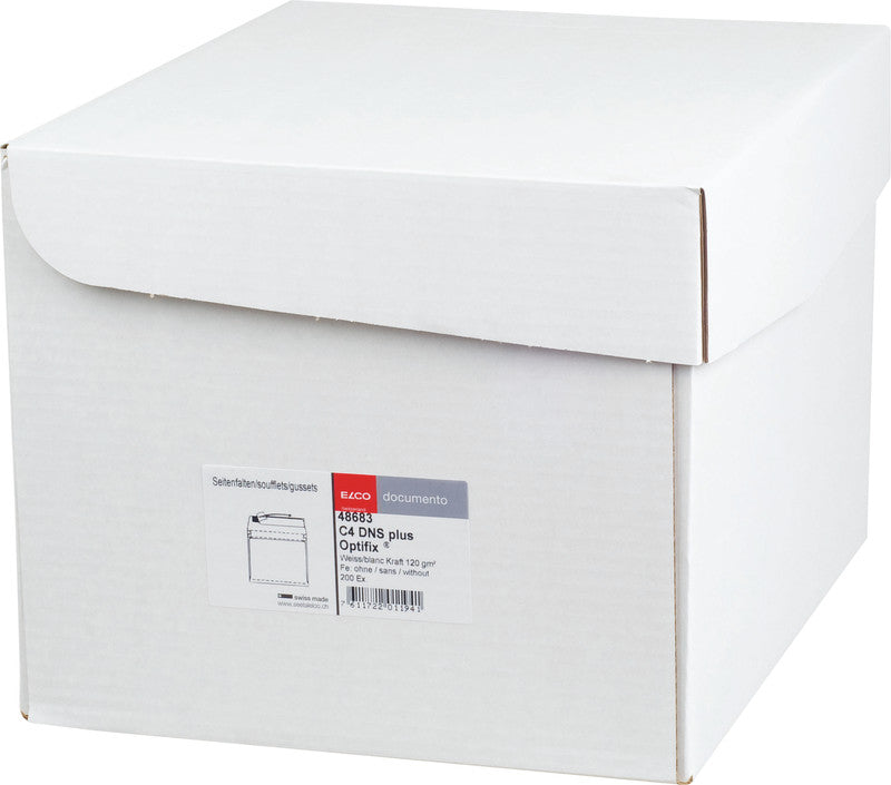 ELCO Couvert C4 (324 × 239 mm), ohne Fenster, selbstklebend (Optifix), weiss, 120 g/m² – 200 Stk.