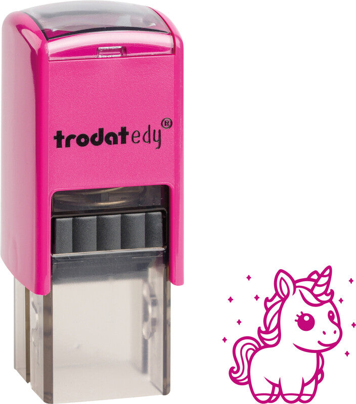 Trodat Einhorn Motivstempel – selbstfärbend, 19 × 19 mm, Pink