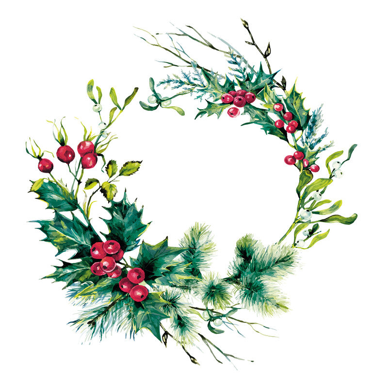 Fasana Servietten Winter Berry Wreath – 33 × 33 cm – 3-lagig, Tissue – 20 Stk., FSC
