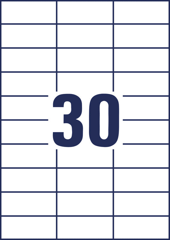 Avery Druckeretiketten, 70 mm × 30 mm, weiss, Papier, permanent, 100 Blatt (3000 Etiketten)