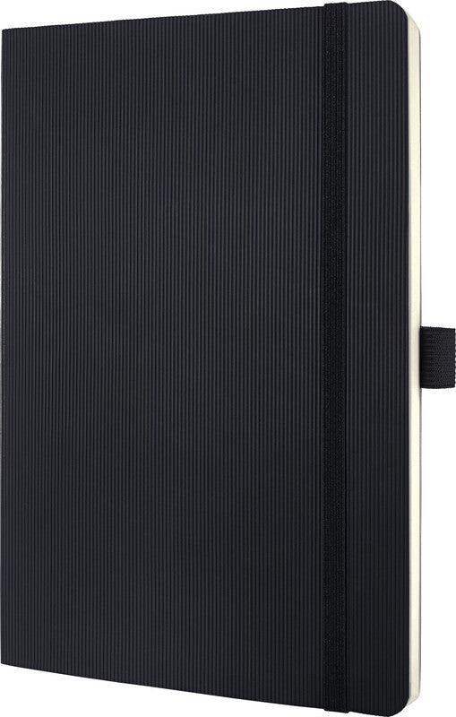 Sigel Notizbuch, A5, kariert 5 mm, Fadenheftung, Softcover, 194 Seiten, 80 g/m² – schwarz
