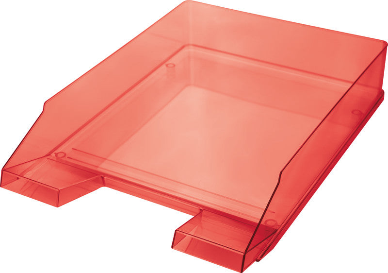 Helit Briefkorb – mit Beschriftungsfeld, glänzend, rot transparent, B 245 × H 67 × T 347 mm