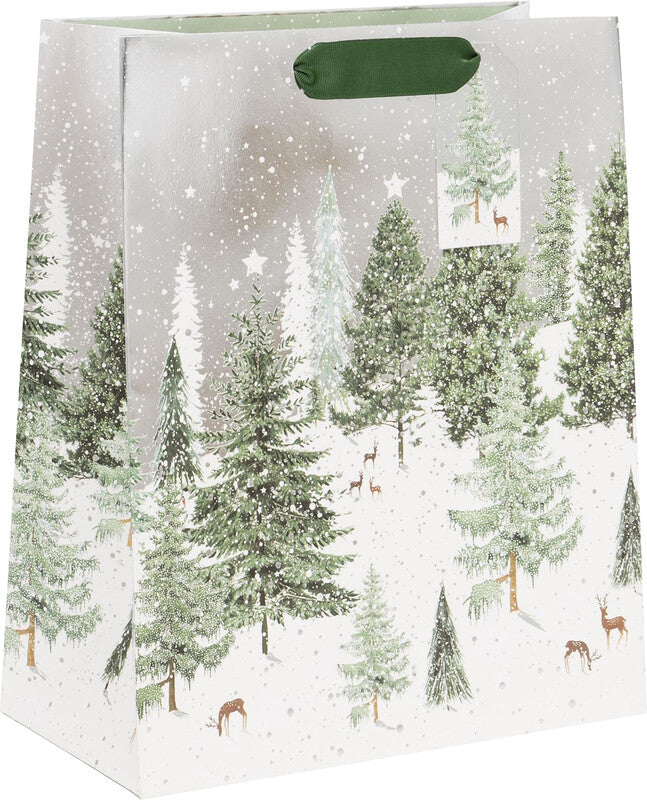Glick Geschenktasche Finnish Forest (Weihnachten) – mit Anhänger, strukturierte Oberfläche – 260 × 315 × 135 mm
