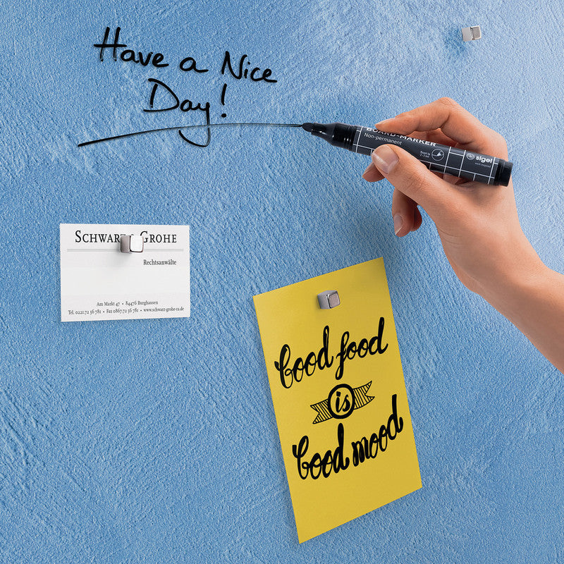 Sigel Whiteboard – 48 × 48 cm, Glas, magnetisch, Wandmontage, inkl. SuperDym Magnetwürfel, Montagesatz