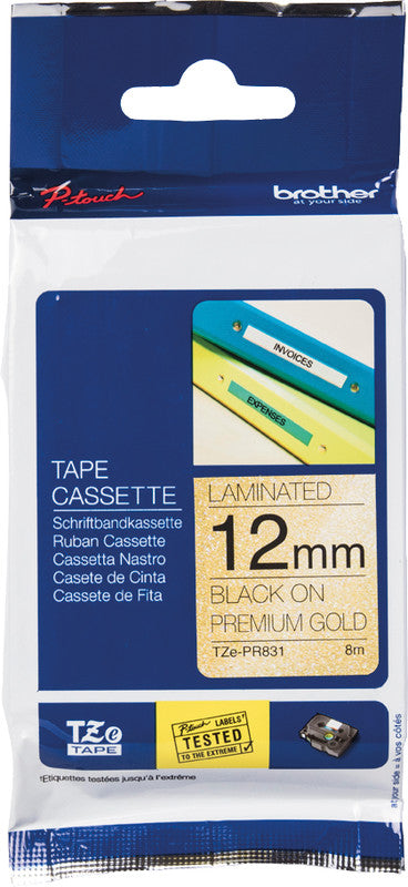 Brother Schriftband – 12 mm × 8 m, gold, schwarz