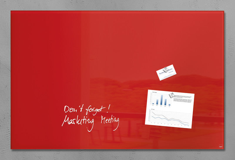 Sigel Whiteboard – 100 × 65 cm, Glas, magnetisch, Wandmontage, inkl. Magnete, Montagesatz