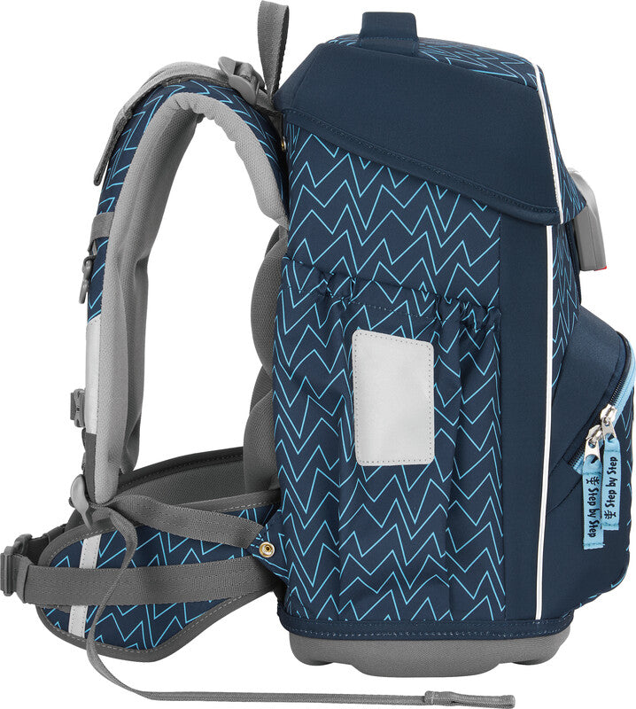 Step by Step Basis Schulrucksack-Set – 4-teilig – Blue Lines – Recycelte Materialien