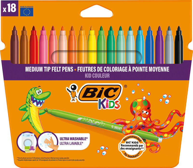 BIC Filzstifte, Strichbreite 0,8 mm, auswaschbar, 18 Farben