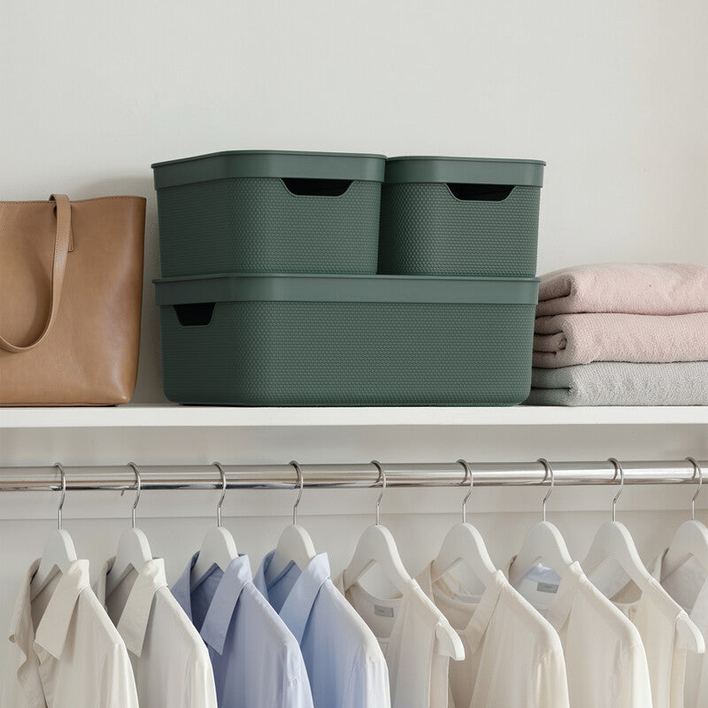 Rotho Alvra Aufbewahrungsbox 5 l (mit Deckel) – Kunststoff – Grün – für A5 – stapelbar, mit Griffloch