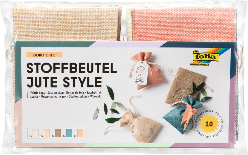 Folia Jutestoffbeutel – neutral – 100 × 130 mm – 10 Stk.