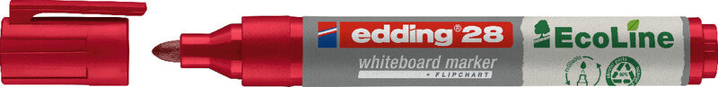 Edding Whiteboard-Marker 28 EcoLine – Rundspitze 1,5-3 mm – Rot – Trocken abwischbar