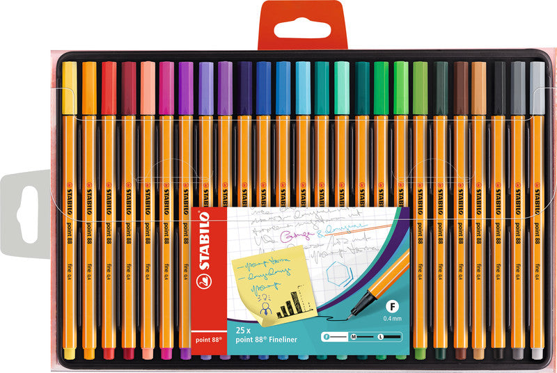 STABILO Point 88 Fineliner – 25er-Set 0,4 mm – sortiert