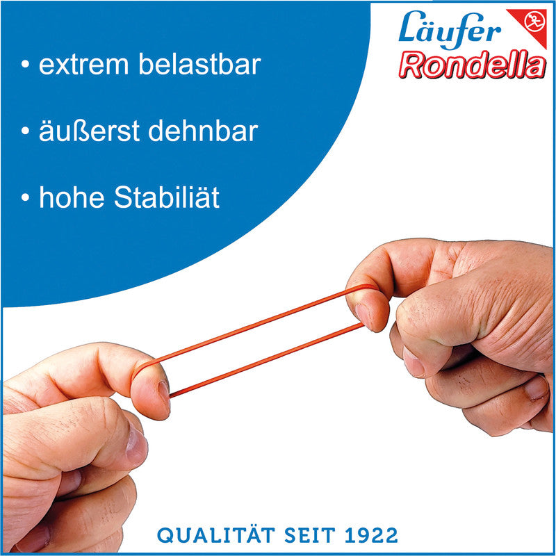 Laufer Läufer – Gummibänder – 60 × 60 mm, Ø 60 mm, farbig sortiert, Naturkautschuk, 40 g