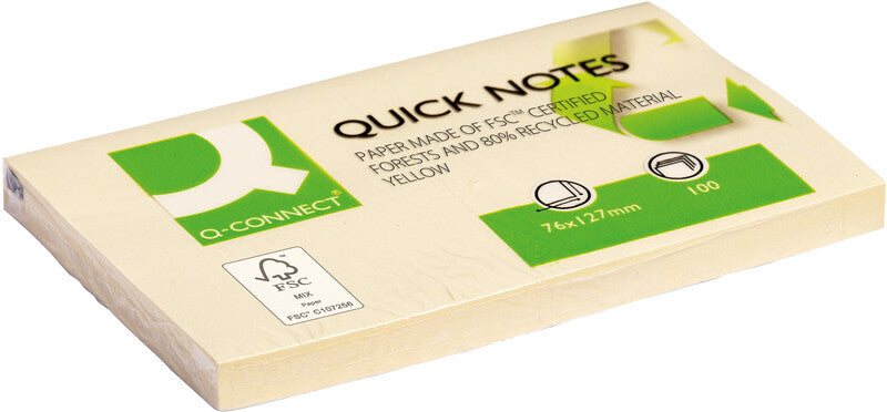 Connect Haftnotizen – 127×76 mm – gelb, 100 Blatt, Recyclingpapier