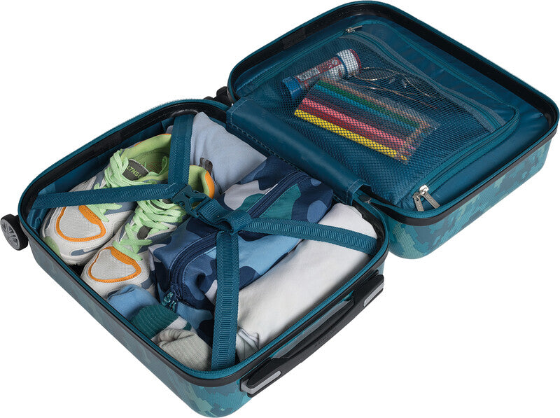 Beckmann Kindertrolley Handgepäck – 22 l, Hartschale PC/ABS, 4 Doppelrollen, Jungle Game, 30,5 × 46,5 × 22 cm