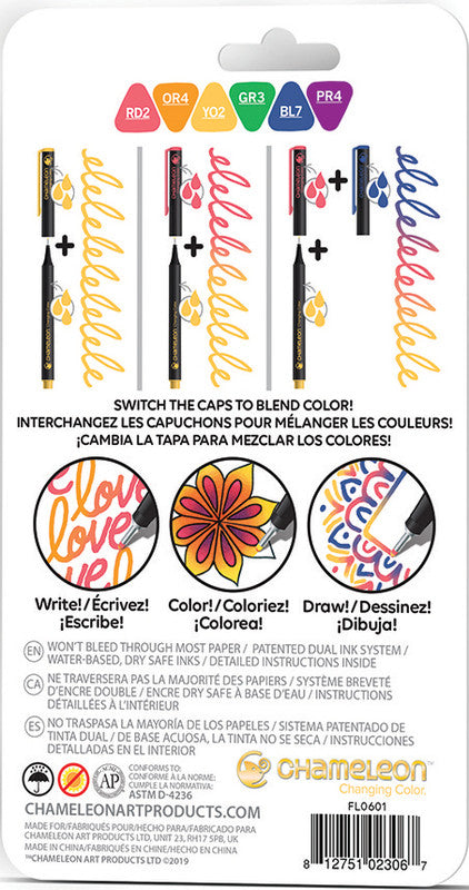 Chameleon Fineliner – 6er-Set – 0,3 mm – 6 Farben – sortiert