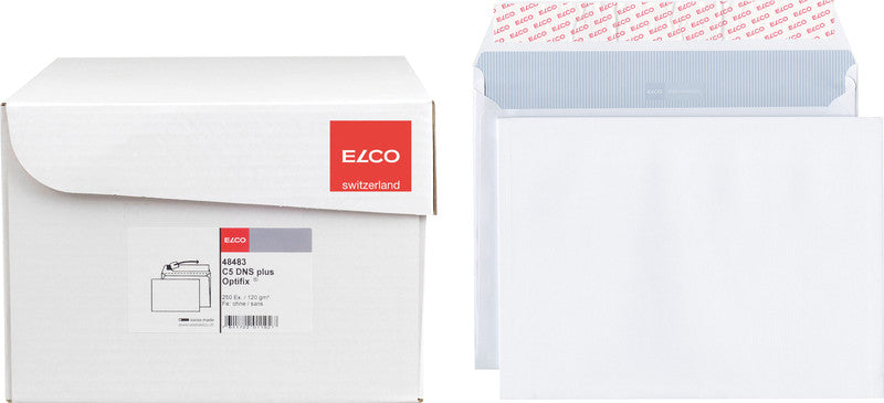 Elco Seitenfaltentasche C5, Selbstklebend, Weiss, 120 g/m², 20 mm Falte, mit Innendruck – 250 Stk.