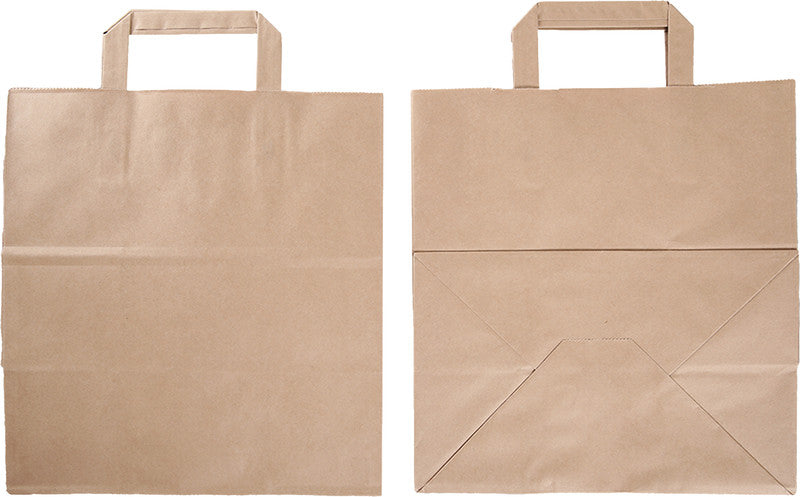 Elco Papiertragetasche mit Flachhenkel – 27 × 29 × 17 cm – Kraftpapier, 80 g/m² – Braun – 50 Stk.