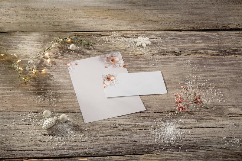 Sigel Motivpapier – A4, 90 g/m², Motiv: Weihnachten in Roségold – für Inkjet/Laser/Kopierer – FSC – 100 Blatt