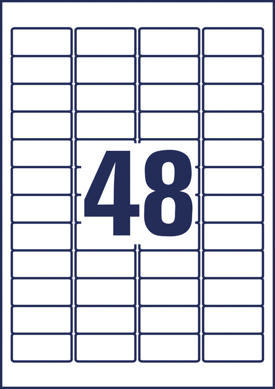 Avery Drucketiketten, 46 mm × 21 mm, weiss, Papier, wiederablösbar, 30 Blätter (1'440 Etiketten)