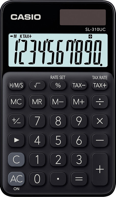 Casio Taschenrechner SL-310UC – 10-stellig, LCD, Solar + Batterie, schwarz, 70×118×8 mm