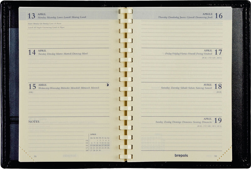 Brepols Delta 834 Agenda – 1 Woche/2 Seiten, Spiralbindung, 8,1 × 12,0 cm, 2026, mehrsprachig, FSC