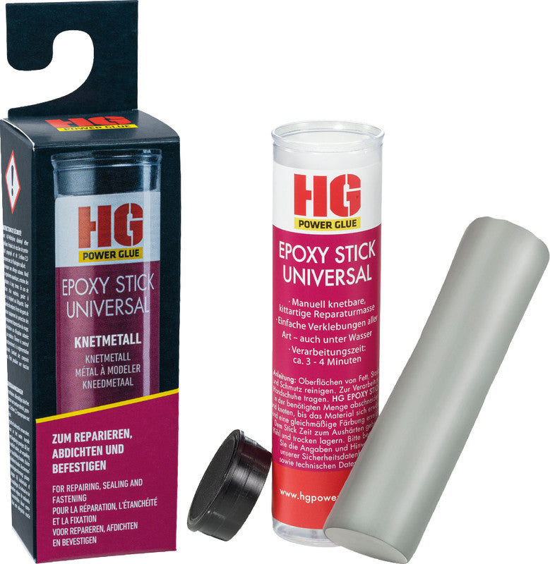 HG Power Glue Epoxy Stick formbar, wasserfest, für Metall, Holz, Glas, 65 g, −50 bis +180 °C