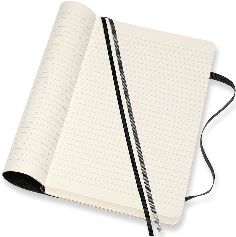 Moleskine Notizbuch, 130 × 210 mm, liniert, Leimbindung, Softcover, 400 Seiten, 70 g/m² – schwarz
