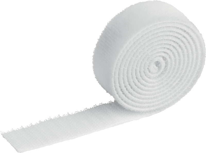 Durable Cavoline Klett-Kabelbinder – 2 mm × 1,00 m, Kunststoff, Weiss, zuschneidbar, wiederverwendbar