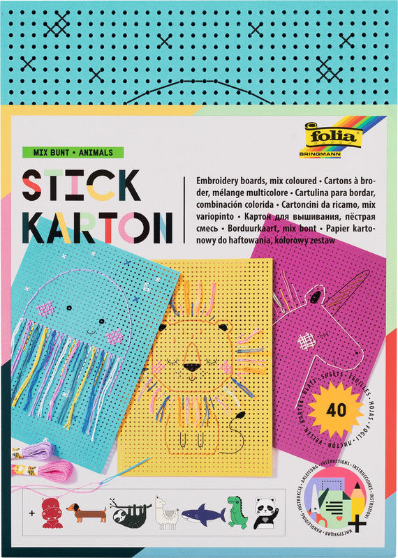 Folia Stickkarton – sortiert – 175 × 245 mm, 40 Bogen – für Sticken