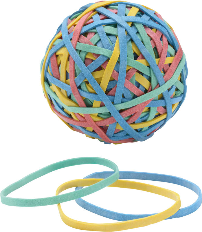 Q-Connect Gummiband-Ball – Ø 70 mm, farbig sortiert, 70 g