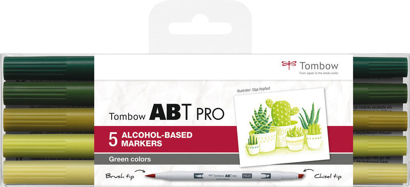 Tombow Filzstifte ABT PRO Dual Brush Pen, 5 Stk.