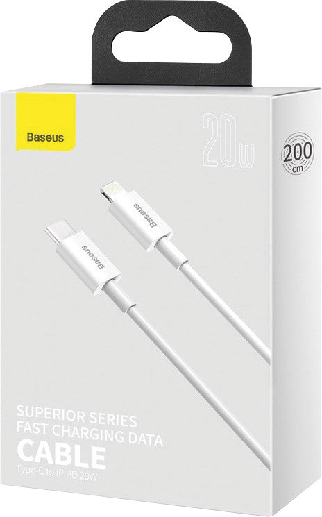 Baseus USB-C auf Lightning Kabel, 2 m, Weiss, Schnellladen