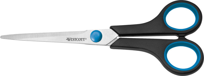Westcott Universalschere – 17,5 cm, Stahl, für Rechtshänder, spitz, Softgrip, Kunststoff, schwarz