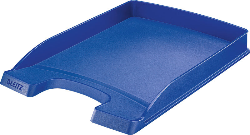 Leitz Briefkorb – mit Griffausschnitt, mit Beschriftungsfeld, matt, blau, B 255 × H 35 × T 357 mm, Serie Slim