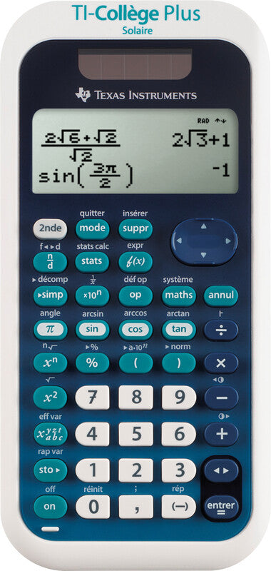 Texas Instruments TI-College Plus Solar Taschenrechner – 11-stellig, LCD, Solar + Batterie, blau, 92×187×27 mm