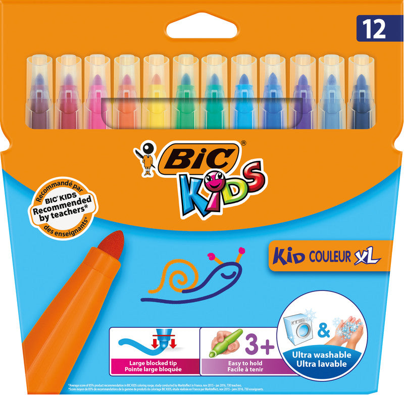 BIC Filzstifte, Strichbreite 1,4 mm, auswaschbar, 12 Farben
