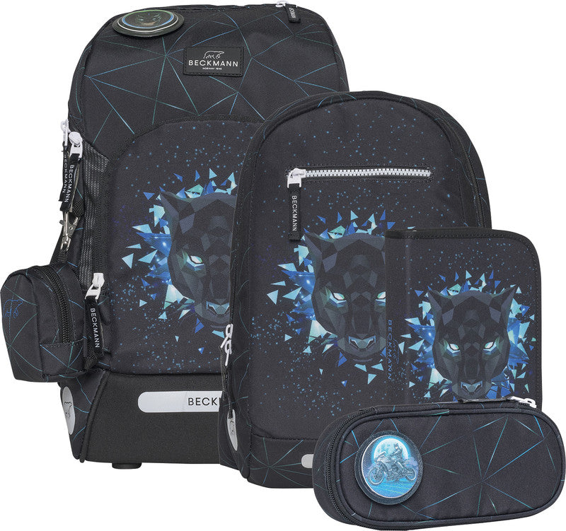 Beckmann Schulrucksack Active Air Flx – 6-teilig – Panther – 26,0 × 39,0 × 22,0 cm – rPET