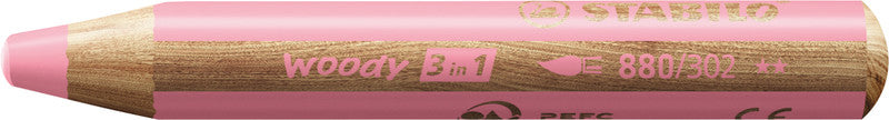STABILO Buntstifte Woody 3 in 1 – 3-in-1, Minendurchmesser 10 mm, Einzelstift Rosa