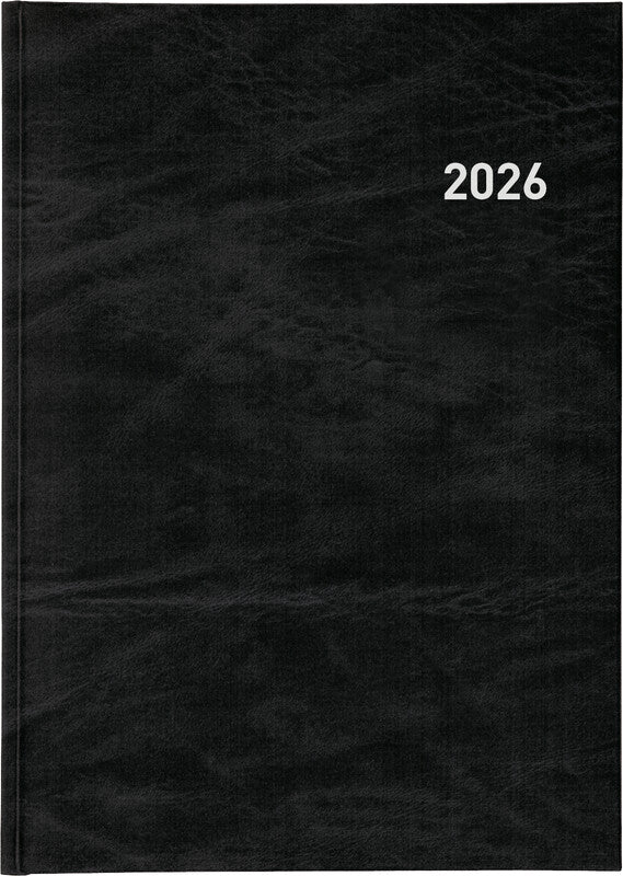 Biella Registra 7 Geschäftsagenda – 1 Woche/2 Seiten, gebunden, 17,2 × 24,0 cm, 2026, schwarz, FSC