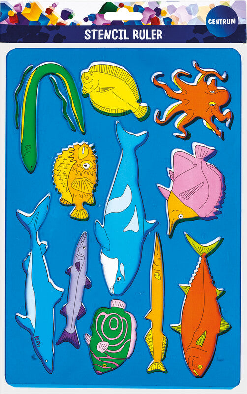 Centrum Malschablonen-Set, Tiere, 26,5 × 18,5 cm, Kunststoff, Farben sortiert
