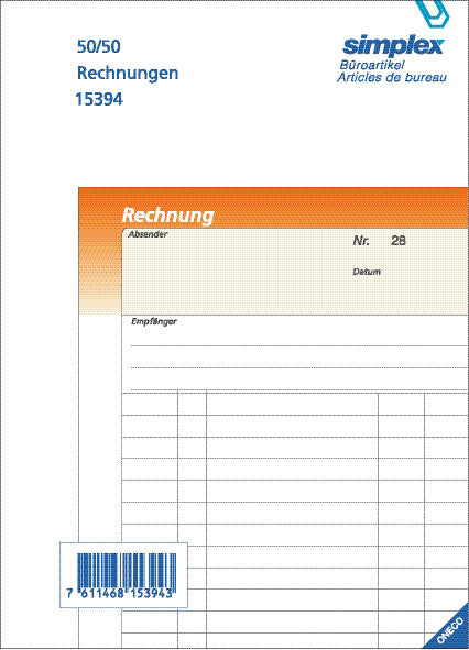 Simplex Formularblock – Rechnungen, Deutsch, 50 Blatt, A5