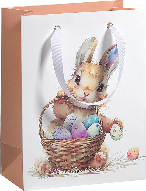 Zoewie Tragetasche – Hase mit Osterkorb – Papier, mattkaschiert – 170 × 225 × 92 mm – 1 Stk.