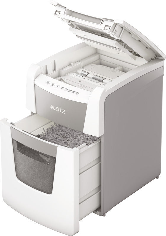 Leitz IQ Autofeed – Aktenvernichter mit Autofeed 100 Blatt, DIN P-5, Mikroschnitt 2 × 15 mm, 6 Blatt, 34 l, A4