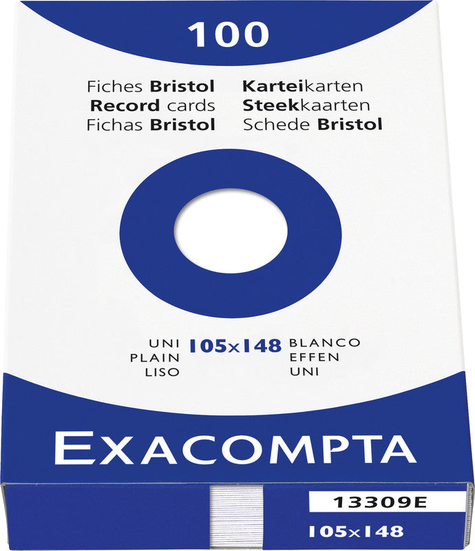 Exacompta Karteikarte A6 quer, blanko, weiss, 205 g/m², Karteikarton – 100 Stück